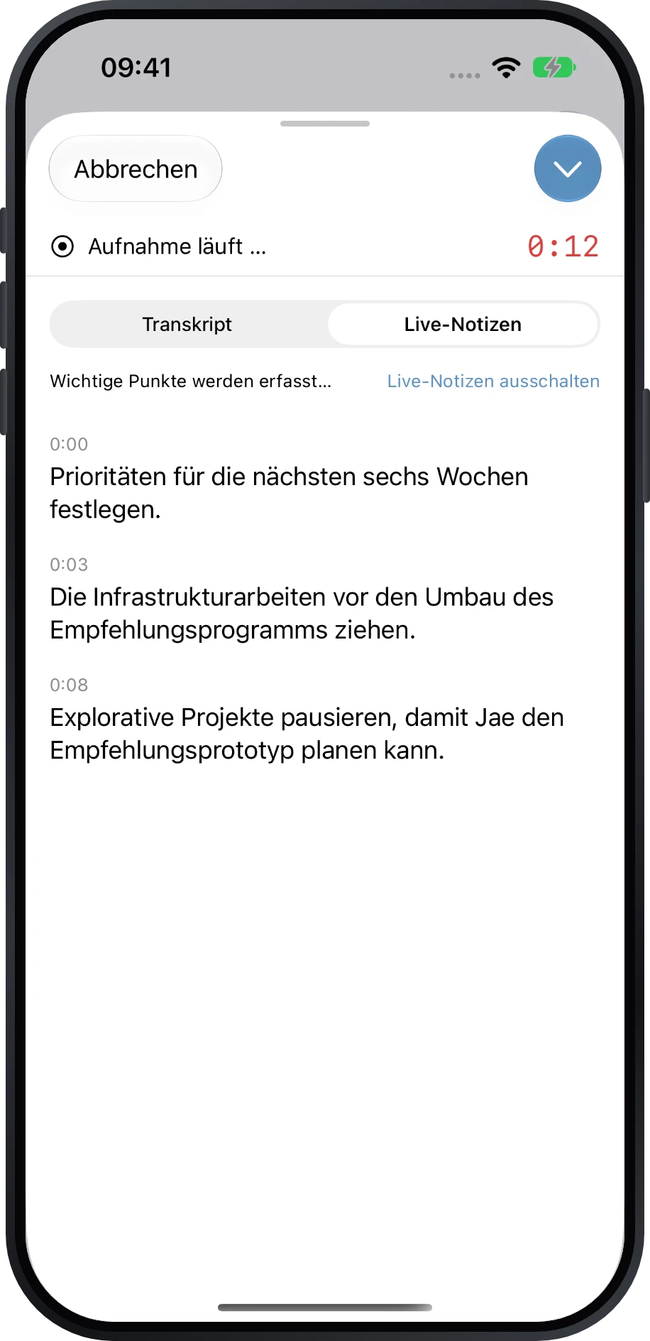 Live-Notizen