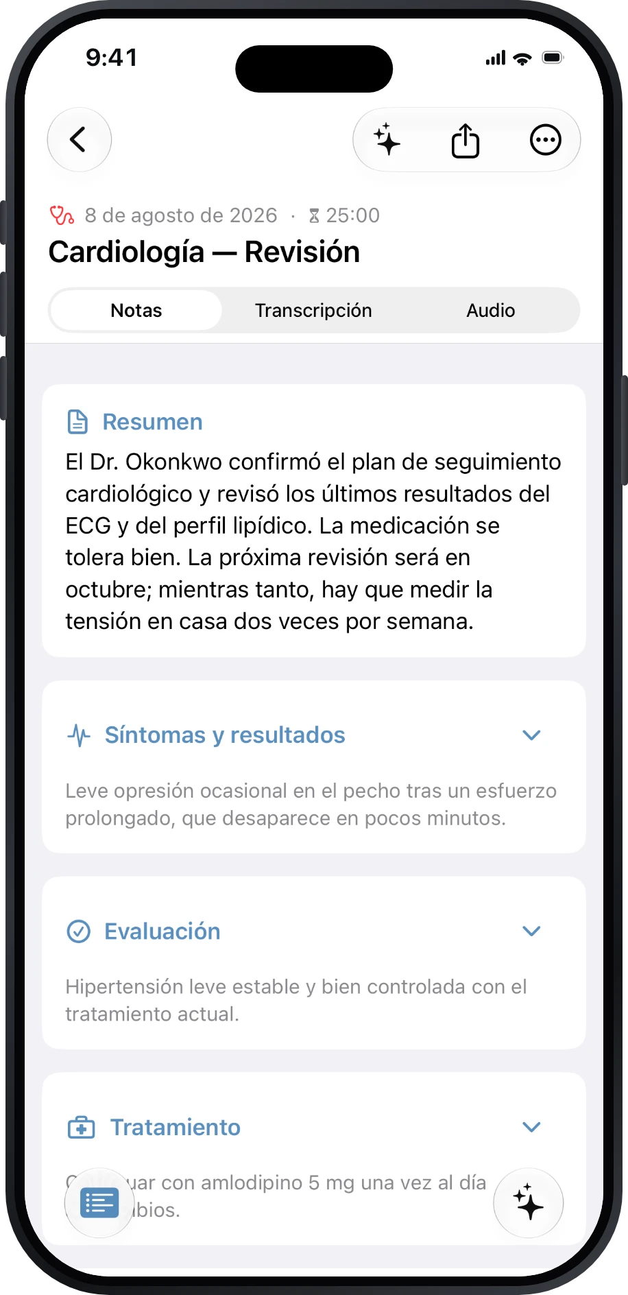 Notas de una revisión de cardiología