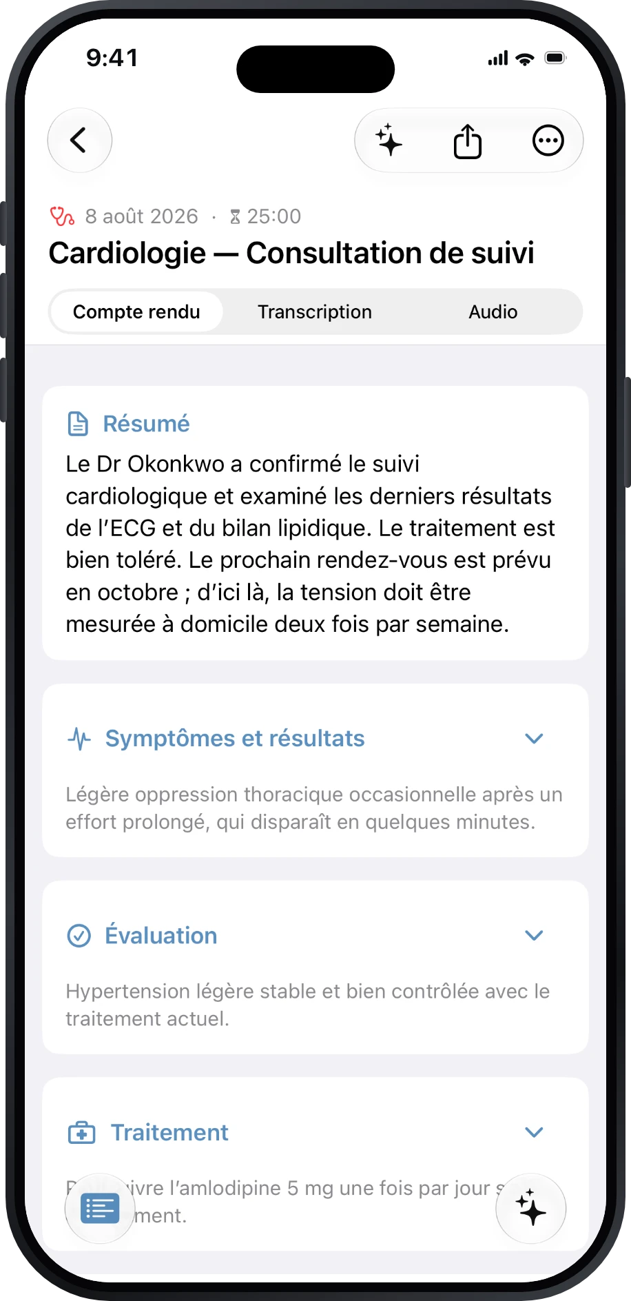 Compte rendu d’un suivi en cardiologie