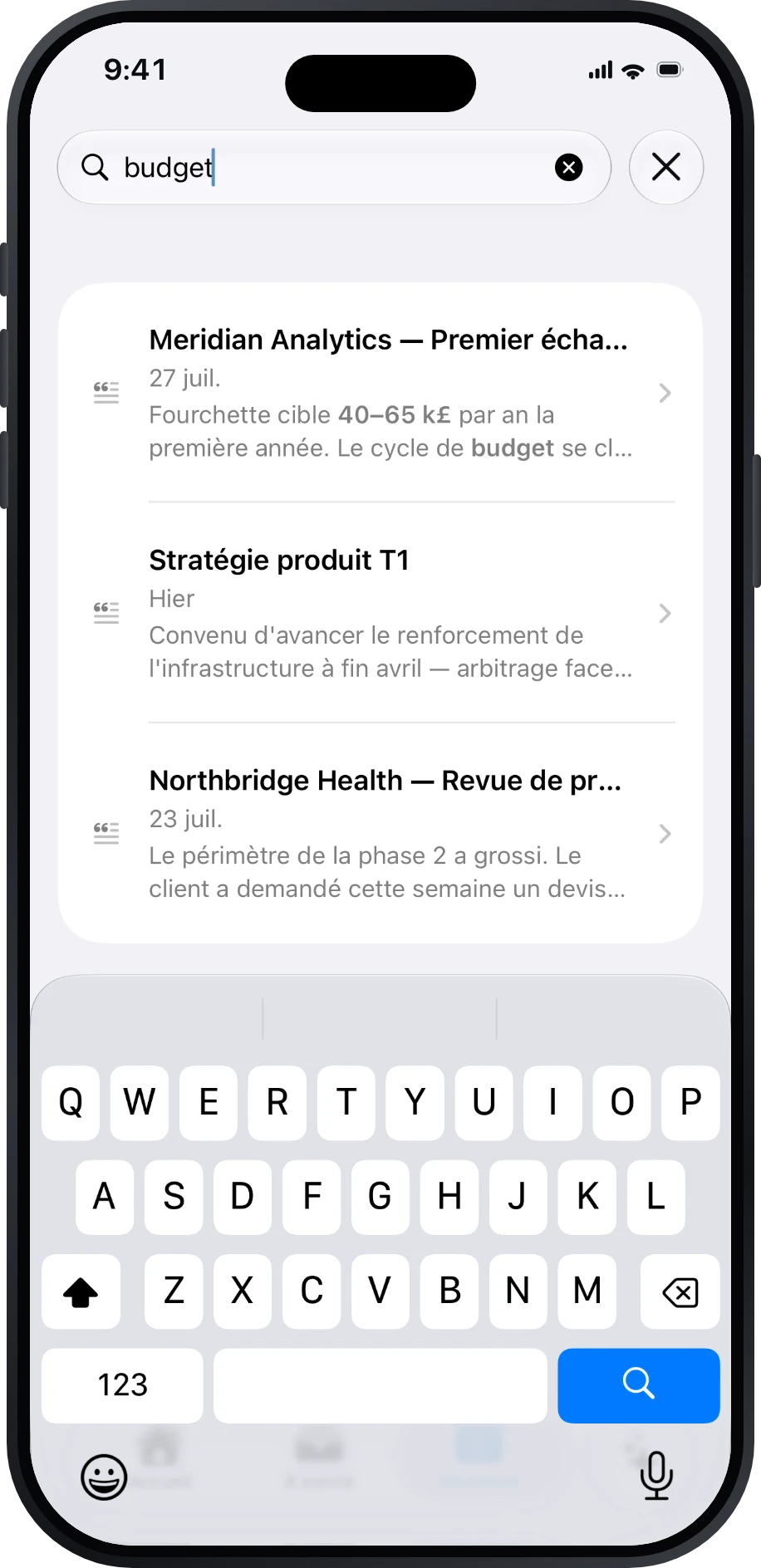 Résultats de recherche Précis dans plusieurs réunions