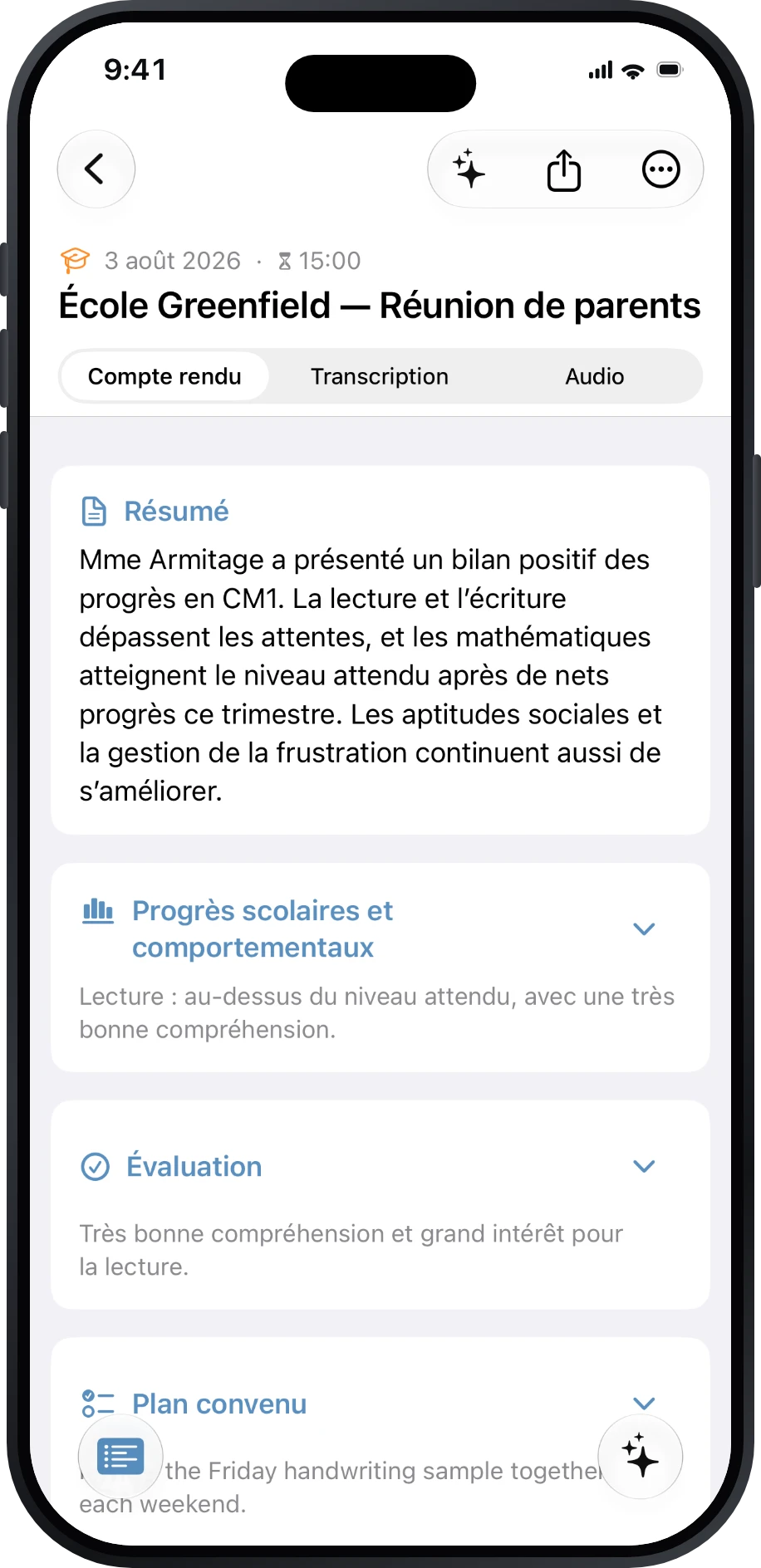 Compte rendu d’une rencontre parents-professeur