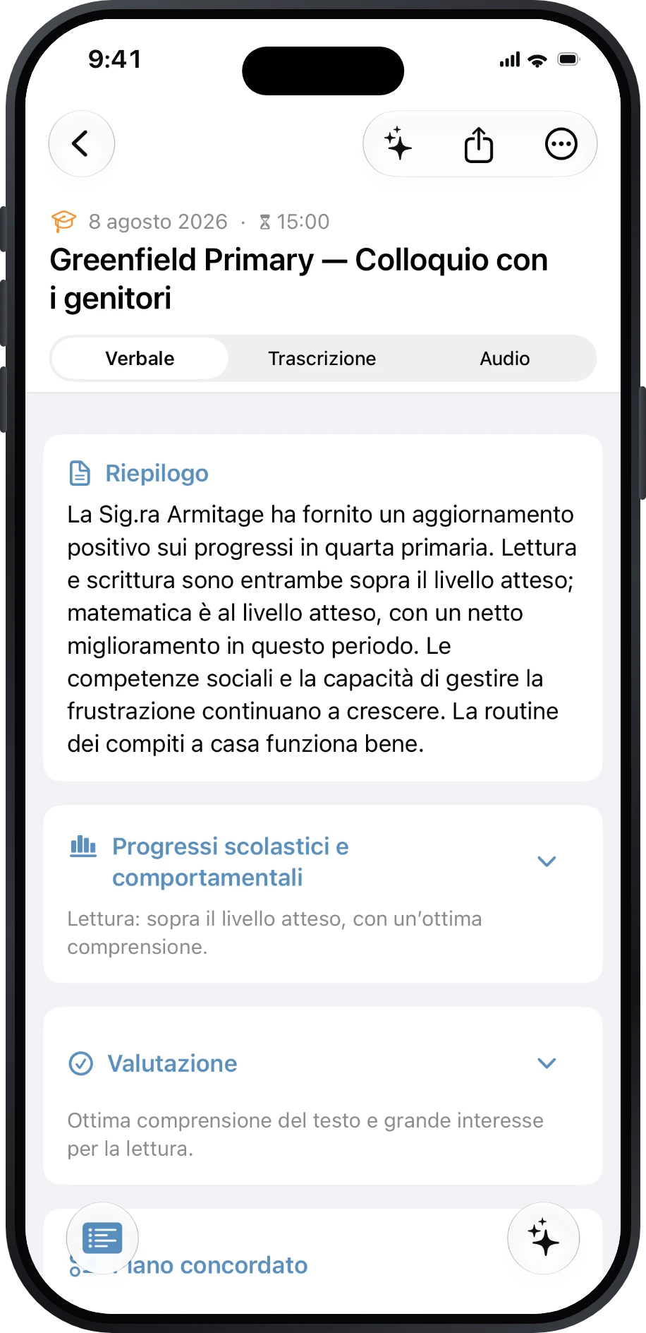 Verbale di un colloquio scuola-famiglia