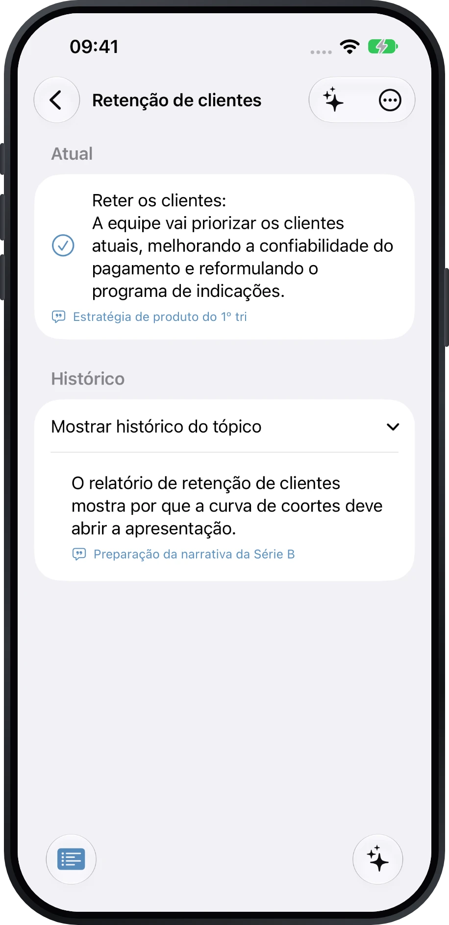 Tópicos em andamento